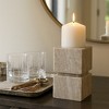 Decorative Onyx Marble Stacked Cubes Candle Holder - Elegant Candlestick Holder for Centerpiece, Living Room, Mantle, Home Decor - Ivory & Tan - 2 of 4