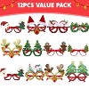 JOYFY 12 Packs Christmas Glasses Glitter Frame Costume Eyeglasses for Kids Women Men Christmas Party Supplies and Party Favors - 3 of 4