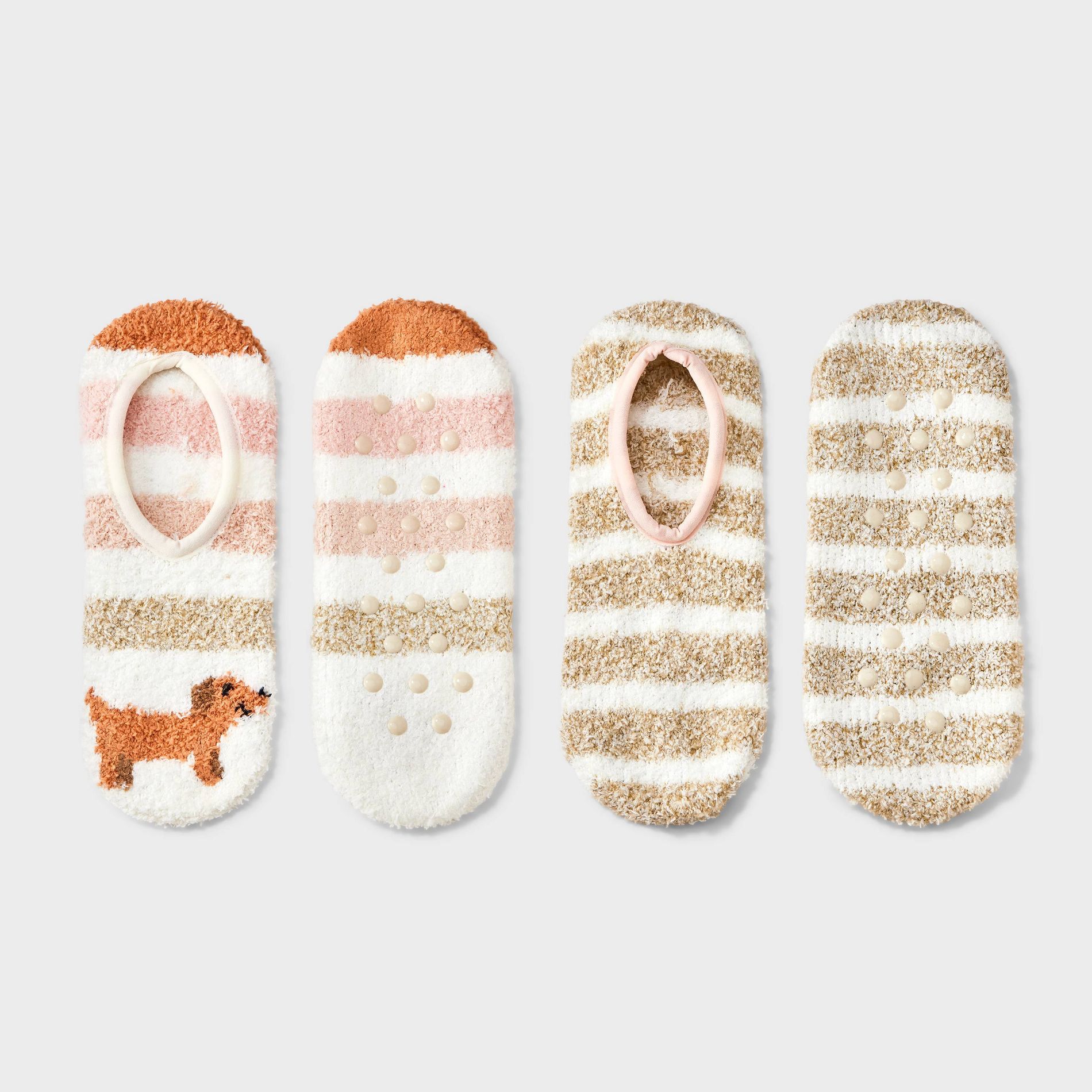 Women's Dachshund 2pk Cozy Liner Socks - Oatmeal/Ivory 4-10