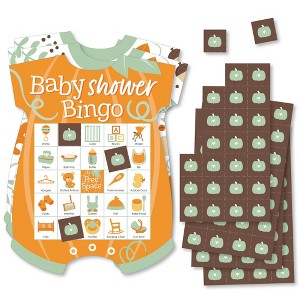 Big Dot of Happiness Little Pumpkin - Picture Bingo Cards and Markers - Fall Baby Shower Shaped Bingo Game - Set of 18 - 1 of 4