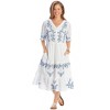 Collections Etc Two-Toned Embroidered Flounce Hem Woven Cotton Dress - 3 of 4