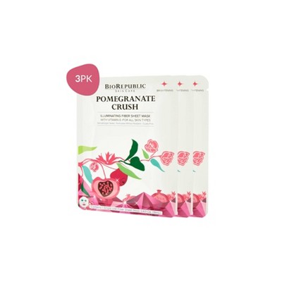 BioRepublic Skincare Illuminating Fiber Face Mask Sheets - Pomegranate Crush - 3ct