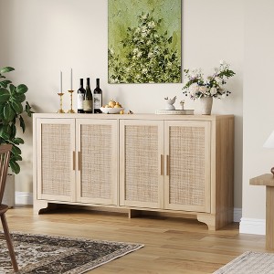 COZONY Four-Door Storage Cabinet, Natural Rattan Sideboard with Woven Front for Living Room Dining Room Entryway - 1 of 4