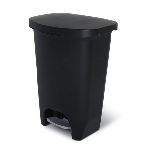 Glad Kitchen Trash Can with Lid, Foot Pedal and Garbage Bag Rings, 13 Gal, Black - 1 of 1