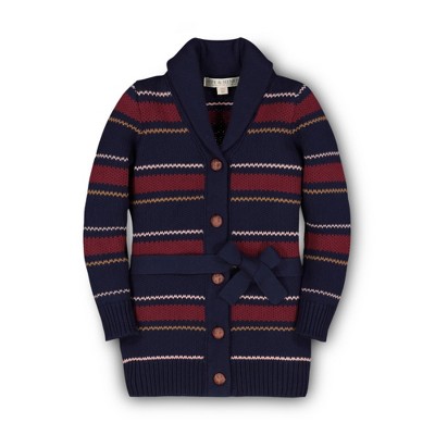 Hope & Henry Girls' Shawl Collar Cardigan with Waist Tie, Kids