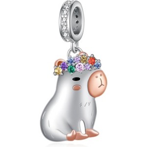 Sterling Silver Animal Charm Set: Highland Cow, Axolotl & Duck Beads for Jewelry Gifts for Women - 1 of 4