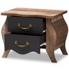 Baxton Studio Romilly Country Cottage Farmhouse Oak Finished Wood 2 Drawer Nightstand Black/Brown: Bedside Storage Table with Anti-Tip Hardware - 2 of 4