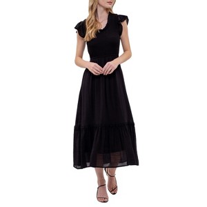 August Sky Women's Short Sleeve Smocked Midi Dress - 1 of 4