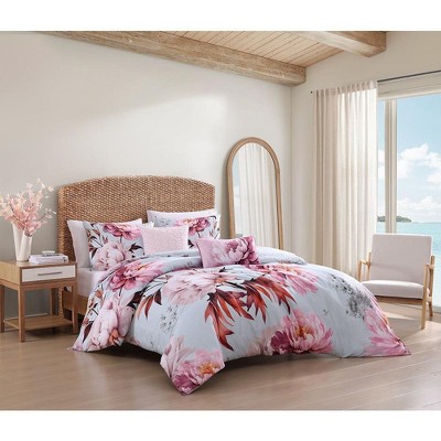 Bebejan Blooming Peonies 100% Cotton 5-Piece Reversible Comforter Set