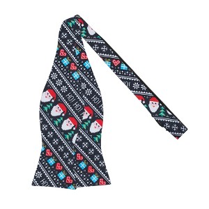 Jacob Alexander Men's Santa Claus Gifts Hearts Snowflakes Diagonal Pattern Traditional Freestyle Self-Tie Bow Tie - 1 of 3
