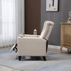 Wingback Recliner Chair, Modern Arm Pushing Recliner With Chair Button Tufted Push Back, Fabric Pushback Manual Single Reclining Sofa Seating - 3 of 4