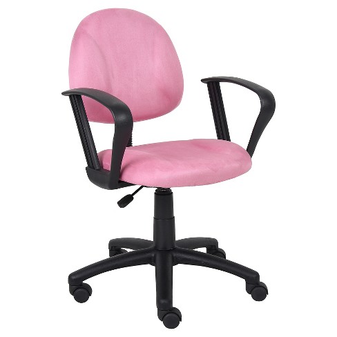 Microfiber Deluxe Chair With Loop Arms Pink Boss Office Products