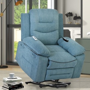 Coolbibila Modern Linen Fabric Upholstered Massage Recliner,Adjustable Massage Recliner Chair,Comfy Living Room Swivel Recliner Armchair - 1 of 4