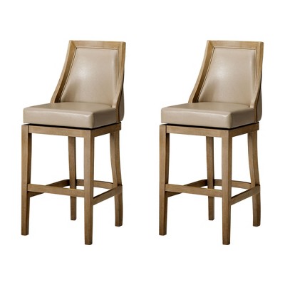 Maven Lane Vienna Rotating High Back Kitchen Stool with Vegan Leather Seat, Set of 2