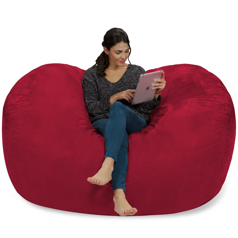 Photos - Bean Bag 6' Large  Lounger with Memory Foam Filling and Washable Cover Red