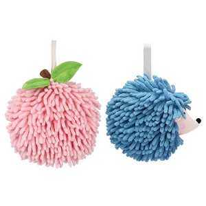 REGALWOVEN 2 Pcs Comfortable Soft Absorbent Chenille Ball Fuzzy Hand Towel for Home Decor - 1 of 4