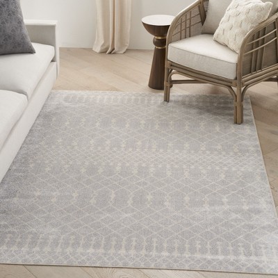 Gray Trellis Pattern Synthetic Rectangular 4' x 6' Washable Rug