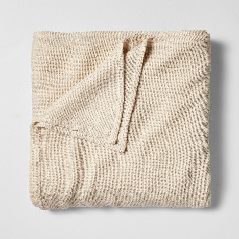 Luxury 100% Cotton Thermal Waffle-Weave Blanket w/ 2-inch White Satin Edge, 30 x 30