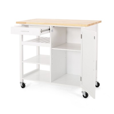 NicBex 1 Drawer Rolling Kitchen Island Cart with 1 Cabinet and 3 Open Shelves,Kitchen Island on Wheels with Towel Rack,Island Table for Kitchen