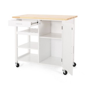 NicBex 1 Drawer Rolling Kitchen Island Cart with 1 Cabinet and 3 Open Shelves,Kitchen Island on Wheels with Towel Rack,Island Table for Kitchen - 1 of 4