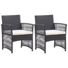 vidaXL 2-Piece Patio Armchair Set with Cushions - Elegant Black Poly Rattan Outdoor Seating with Comfortable Padded Seats and Lightweight Design - 2 of 4