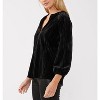 Women's Velvet Button Front V-neck Blouse - LOVESTITCH - 3 of 4