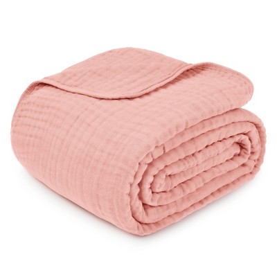 Lace Pink Cotton Muslin Throw Blanket, 50" x 60"