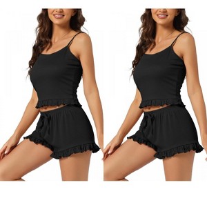 INSPIRE CHIC Women's 2 Pcs Lounge Cami & Shorts Ruffled Pajama Sets - 1 of 4