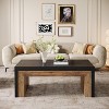 Lantine Farmhouse Coffee Table, Mid-Century Modern Coffee Table with Sturdy Base, Large Rectangle Accent Center for Apartment, Black & Walnut - 4 of 4