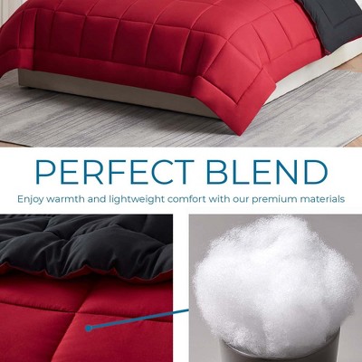 Burgundy and Black Reversible Twin Microfiber Duvet