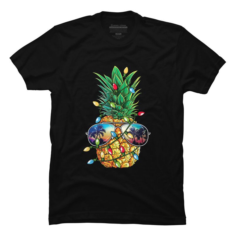 Men's Design By Humans Pineapple Christmas Tree Lights Xmas Men Gifts Sunglasses T-Shir By NekoShop T-Shirt, 1 of 5