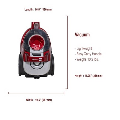 Vortex Red Bagless HEPA Canister Vacuum for Commercial Use