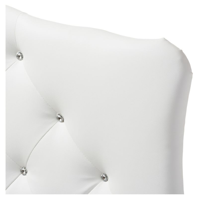 Twin Myra Modern And Contemporary Faux Leather Upholstered Button Tufted Scalloped Headboard White - Baxton Studio, 4 of 6