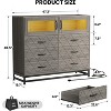 6 - Drawer Dresser with LED Lights and Charging Station Modern Chest of Drawers with 2 Shelves & Mental Handle for Bedroom - 3 of 4