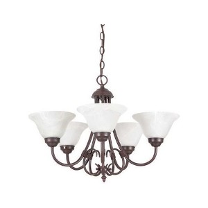Sunset Lighting Madrid 5-Light Chandelier, 100W Faux Alabaster Glass, Rubbed Bronze Finish - 1 of 3