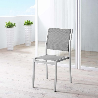Silver Gray Aluminum Mesh Outdoor Dining Chair