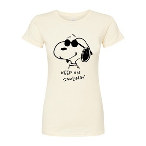 Women's - Peanuts - Cool Joe Keep On Smiling Fitted Graphic T-Shirt - 1 of 3