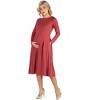 Maternity Midi Length Fit N Flare Pocket Dress - 24seven Comfort Apparel™ - 2 of 4