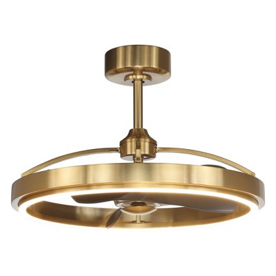 Parrot Uncle 27" Modern Copper Indoor Downrod Mount Caged Integrated LED Ceiling Fan