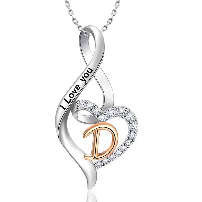 Molenia Heart Initial Necklace for Women, 925 Sterling Silver Heart Letter Pendant Necklace for Her, Fine Jewelry Necklace Gifts for Her Wife Women
