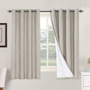 H.Versailtex Linen 100% Blackout Curtains Thermal Insulated Linen Drapes, Grommet White Liner Sold of 2 Panels - 1 of 4