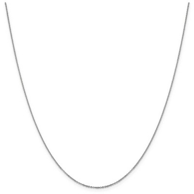 Black Bow Jewelry 1.1mm 14k White Gold Solid Flat Cable Chain Necklace