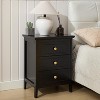 Black 3 Drawer Nightstand, Wood Night Stands Side Table With Extra-large Storage Space for Living Room, Bedroom - 2 of 4
