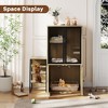 Cat Litter Box Enclosure, Double Cat House - for 3 Cats with Storage, Hammock, Metal Mesh Door, Multifunctional Furniture - 3 of 4