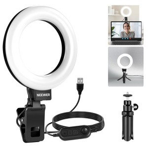 MaseiKar Basic 5" Ring Light,Clip on Light Kit with Desk Tripod for Laptop Computer Zoom Call Live Streaming Remote Working Video Recording,BR60 - 1 of 4
