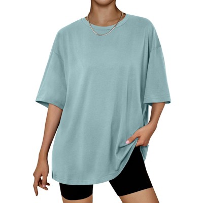 Oversized Tops for Women Summer T Shirts Plus Size Workout Tops Short Sleeve Crewneck Tunic Blouses Beach Vacation Gym