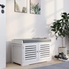 Shoe Storage Bench with Padded Seat Cushion, Entryway Bench with 2 Barn Doors-White - 2 of 4