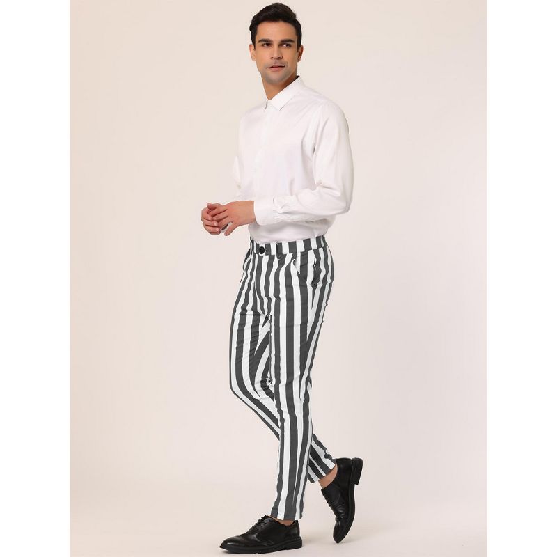 Lars Amadeus Men's Casual Striped Slim Fit Color Block Business Pants, 4 of 7