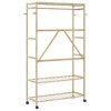 vidaXL Bamboo Clothes Rack/Brown Clothing Organizer with Shelves & Wheels - 3 of 4