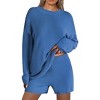 Ekouaer Pajamas Womens 2 Piece Lounge Set Cozy Knit Long Sleeve Sweater Shorts Set Oversized Matching Outfits - 2 of 4